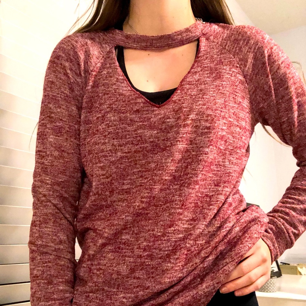 Pink long sleeve with cutout
